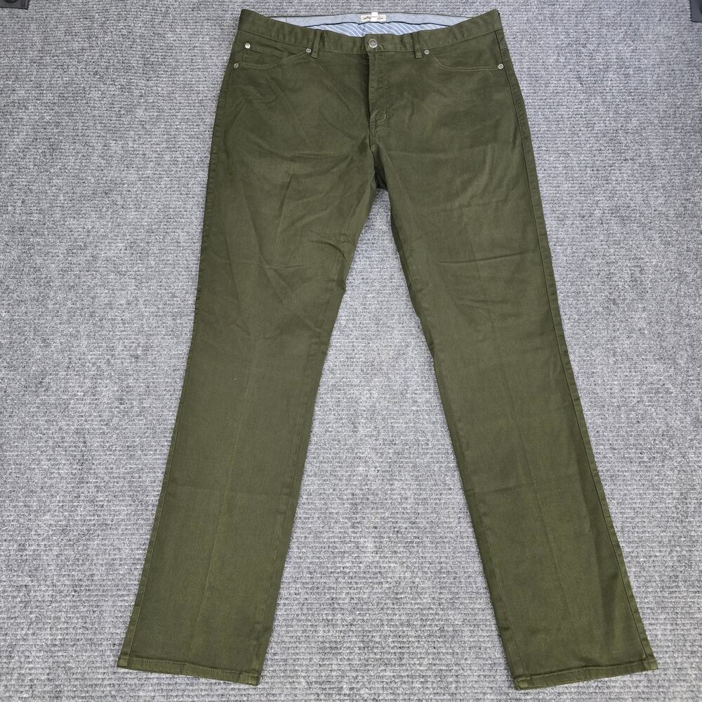 Peter Millar Ultimate Sateen 5 Pocket Pants Mens 38x34 Olive Green Stretch